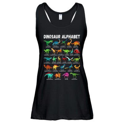 Types Of Dinosaurs Alphabet AZ ABC Dino Identification Ladies Essential Flowy Tank