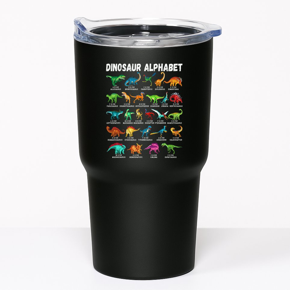 Types Of Dinosaurs Alphabet AZ ABC Dino Identification Tumbler