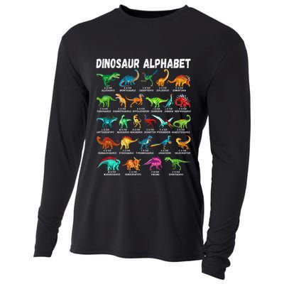 Types Of Dinosaurs Alphabet AZ ABC Dino Identification Cooling Performance Long Sleeve Crew