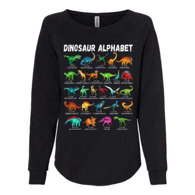 Types Of Dinosaurs Alphabet AZ ABC Dino Identification Womens California Wash Sweatshirt