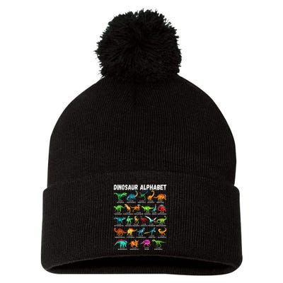 Types Of Dinosaurs Alphabet AZ ABC Dino Identification Pom Pom 12in Knit Beanie