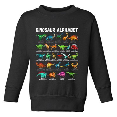 Types Of Dinosaurs Alphabet AZ ABC Dino Identification Toddler Sweatshirt