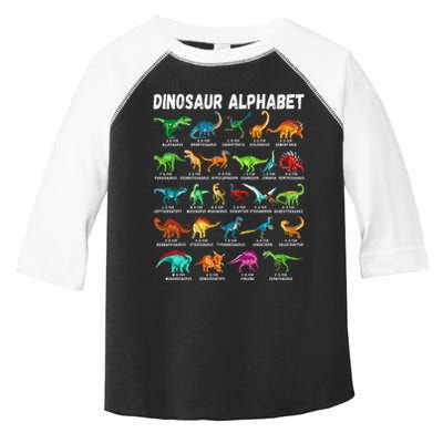 Types Of Dinosaurs Alphabet AZ ABC Dino Identification Toddler Fine Jersey T-Shirt