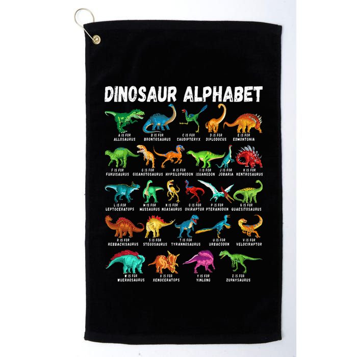 Types Of Dinosaurs Alphabet AZ ABC Dino Identification Golf Towel