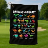 Types Of Dinosaurs Alphabet AZ ABC Dino Identification Golf Towel