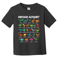 Types Of Dinosaurs Alphabet AZ ABC Dino Identification Toddler T-Shirt
