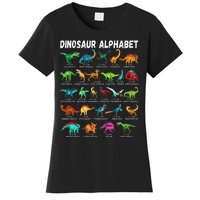 Types Of Dinosaurs Alphabet AZ ABC Dino Identification Women's T-Shirt