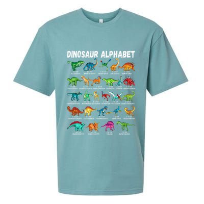 Types Of Dinosaurs Alphabet AZ ABC Dino Identification Sueded Cloud Jersey T-Shirt