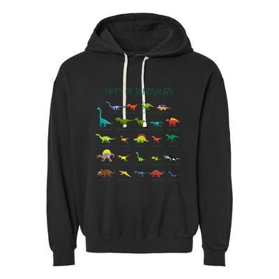 Types Of Dinosaurs Dino Identification Garment-Dyed Fleece Hoodie