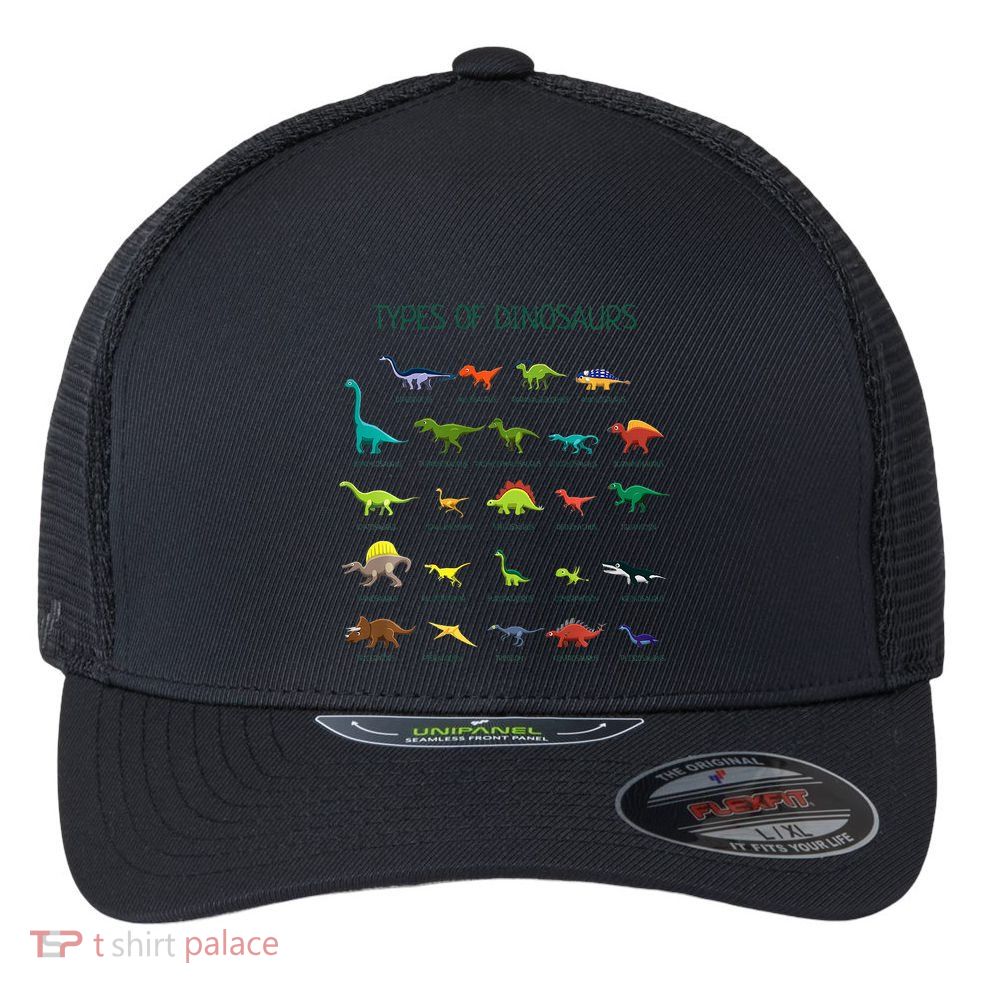 Types Of Dinosaurs Dino Identification Flexfit Unipanel Trucker Cap