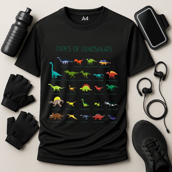 Types Of Dinosaurs Dino Identification Performance Shirt