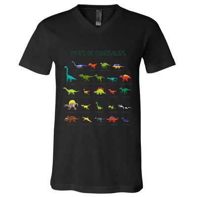 Types Of Dinosaurs Dino Identification V-Neck T-Shirt