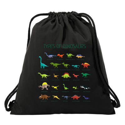 Types Of Dinosaurs Dino Identification Drawstring Bag