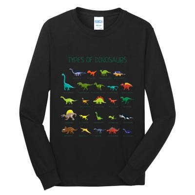 Types Of Dinosaurs Dino Identification Tall Long Sleeve T-Shirt