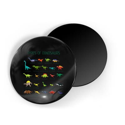 Types Of Dinosaurs Dino Identification Magnet