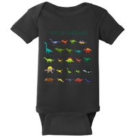 Types Of Dinosaurs Dino Identification Baby Bodysuit