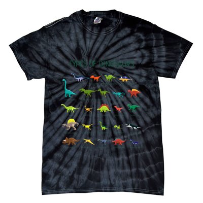 Types Of Dinosaurs Dino Identification Tie-Dye T-Shirt