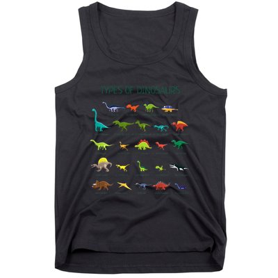 Types Of Dinosaurs Dino Identification Tank Top