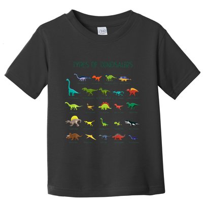 Types Of Dinosaurs Dino Identification Toddler T-Shirt