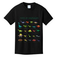 Types Of Dinosaurs Dino Identification Kids T-Shirt