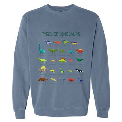 Types Of Dinosaurs Dino Identification Garment-Dyed Sweatshirt