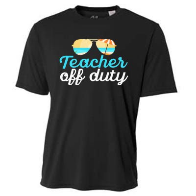 Teacher Off Duty Last Day Of School Tropical Vacation Gift Cooling Performance Crew T-Shirt