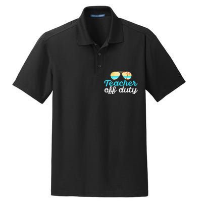 Teacher Off Duty Last Day Of School Tropical Vacation Gift Dry Zone Grid Polo