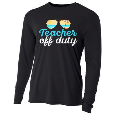 Teacher Off Duty Last Day Of School Tropical Vacation Gift Cooling Performance Long Sleeve Crew