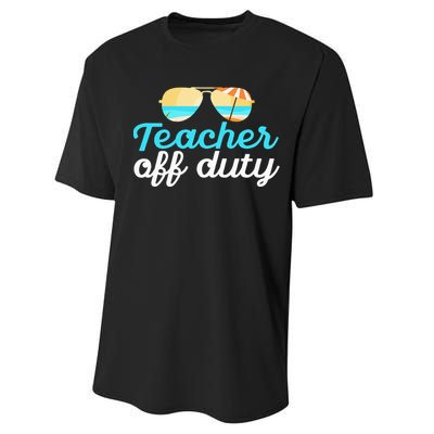 Teacher Off Duty Last Day Of School Tropical Vacation Gift Performance Sprint T-Shirt