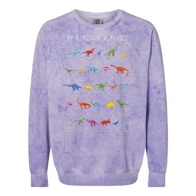 Types Of Dinosaurs Alphabet Dino Identification Colorblast Crewneck Sweatshirt