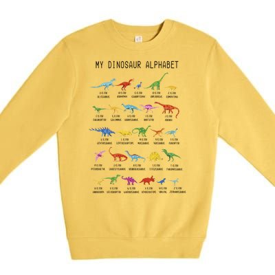 Types Of Dinosaurs Alphabet Dino Identification Premium Crewneck Sweatshirt