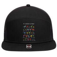 Types Of Dinosaurs Alphabet Dino Identification 7 Panel Mesh Trucker Snapback Hat