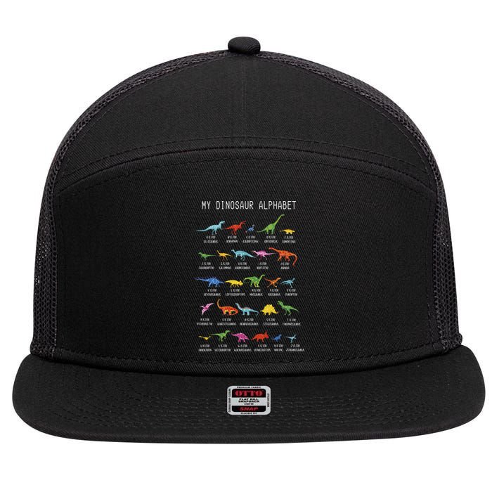 Types Of Dinosaurs Alphabet Dino Identification 7 Panel Mesh Trucker Snapback Hat