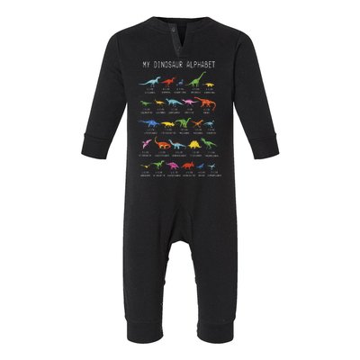 Types Of Dinosaurs Alphabet Dino Identification Infant Fleece One Piece