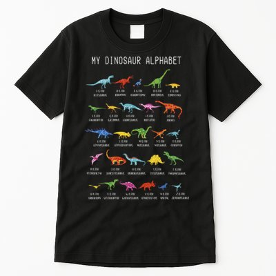 Types Of Dinosaurs Alphabet Dino Identification Tall T-Shirt