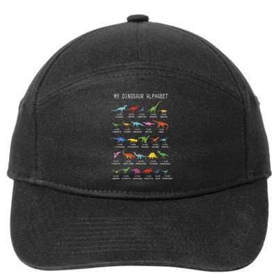 Types Of Dinosaurs Alphabet Dino Identification 7-Panel Snapback Hat