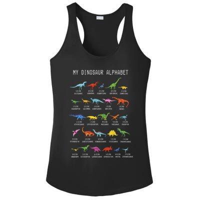 Types Of Dinosaurs Alphabet Dino Identification Ladies PosiCharge Competitor Racerback Tank