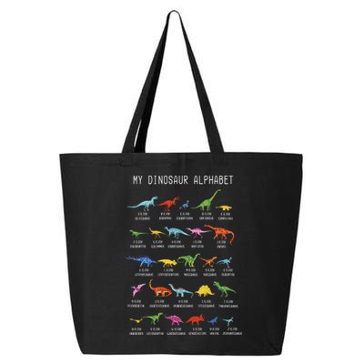 Types Of Dinosaurs Alphabet Dino Identification 25L Jumbo Tote