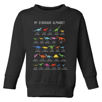 Types Of Dinosaurs Alphabet Dino Identification Toddler Sweatshirt