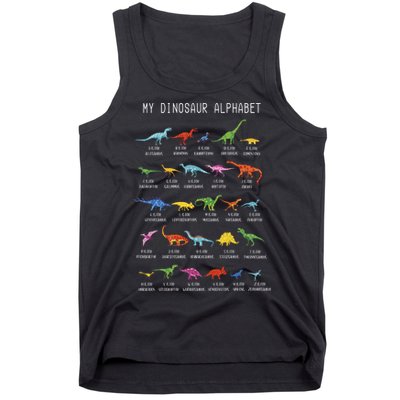 Types Of Dinosaurs Alphabet Dino Identification Tank Top