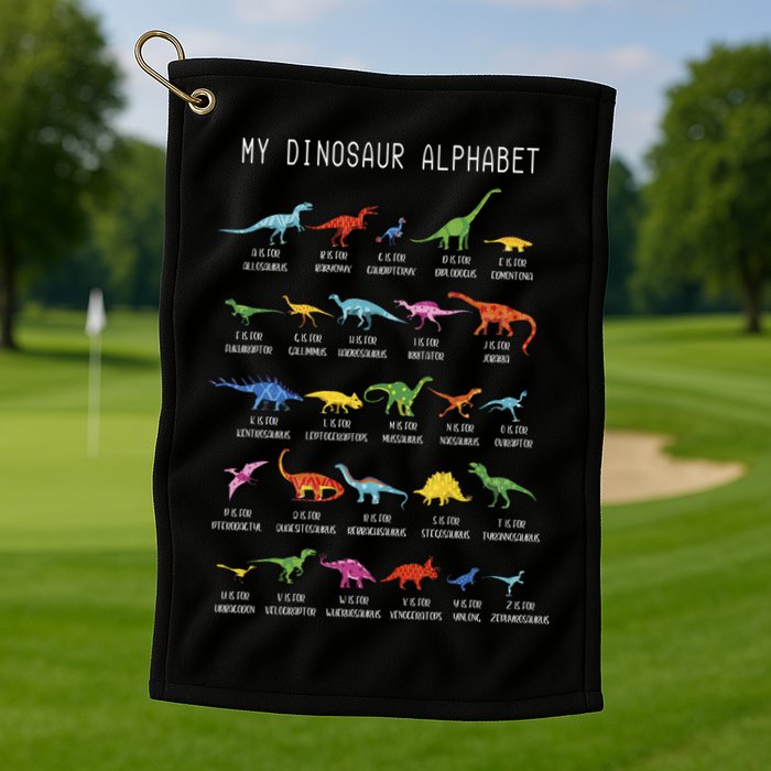Types Of Dinosaurs Alphabet Dino Identification Golf Towel