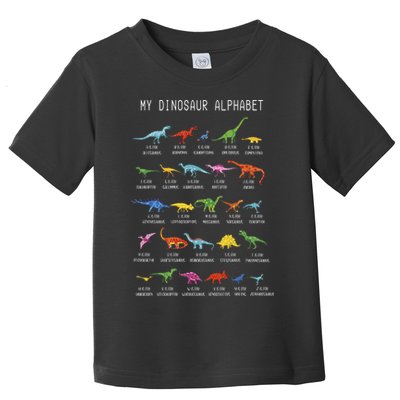 Types Of Dinosaurs Alphabet Dino Identification Toddler T-Shirt