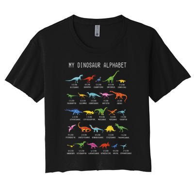 Types Of Dinosaurs Alphabet Dino Identification Crop Top