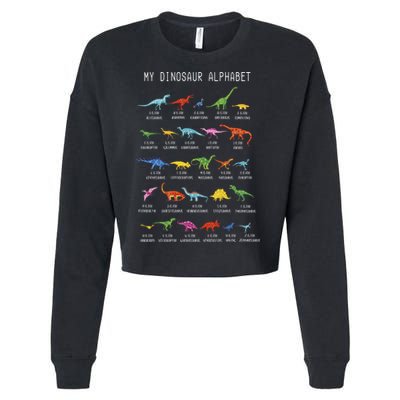 Types Of Dinosaurs Alphabet Dino Identification Cropped Pullover Crew