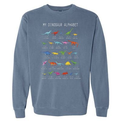 Types Of Dinosaurs Alphabet Dino Identification Garment-Dyed Sweatshirt