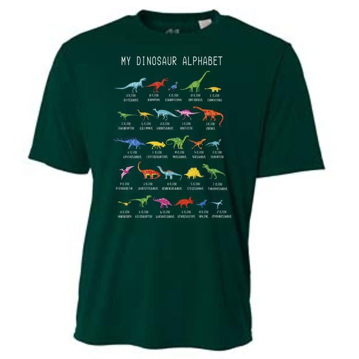 Types Of Dinosaurs Alphabet Dino Identification Cooling Performance Crew T-Shirt