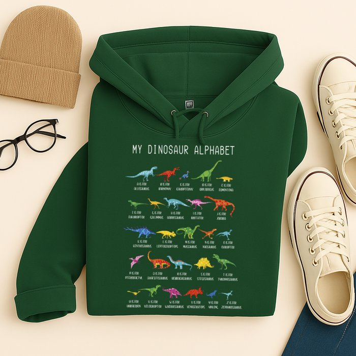 Types Of Dinosaurs Alphabet Dino Identification Hoodie