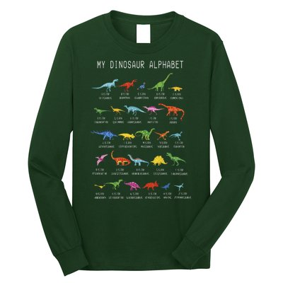 Types Of Dinosaurs Alphabet Dino Identification Long Sleeve Shirt