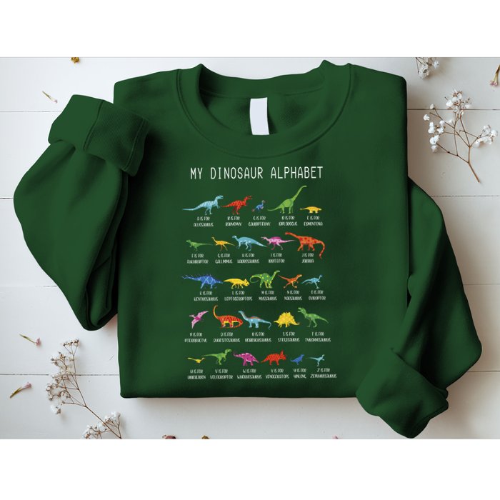 Types Of Dinosaurs Alphabet Dino Identification Sweatshirt