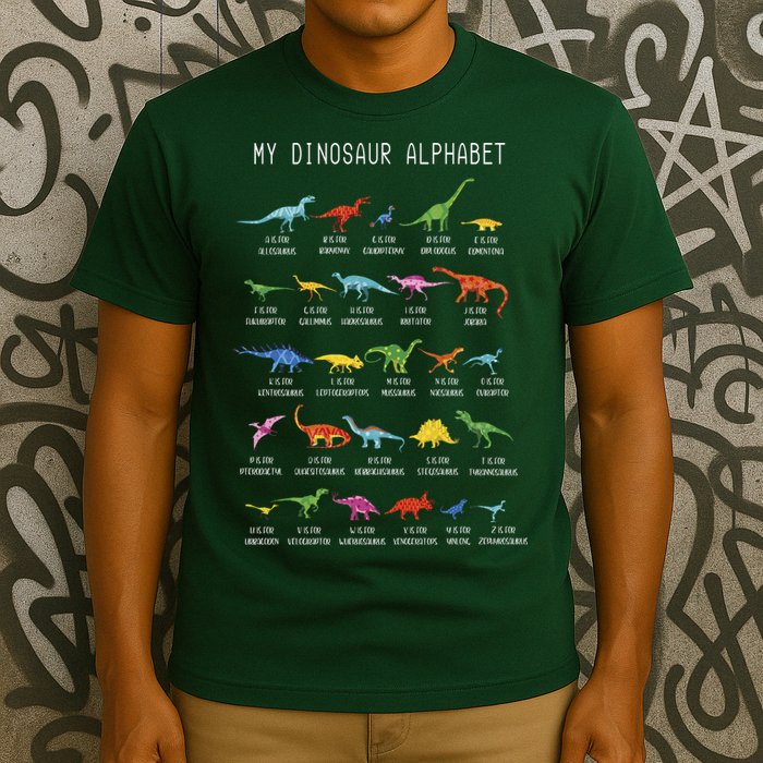 Types Of Dinosaurs Alphabet Dino Identification T-Shirt